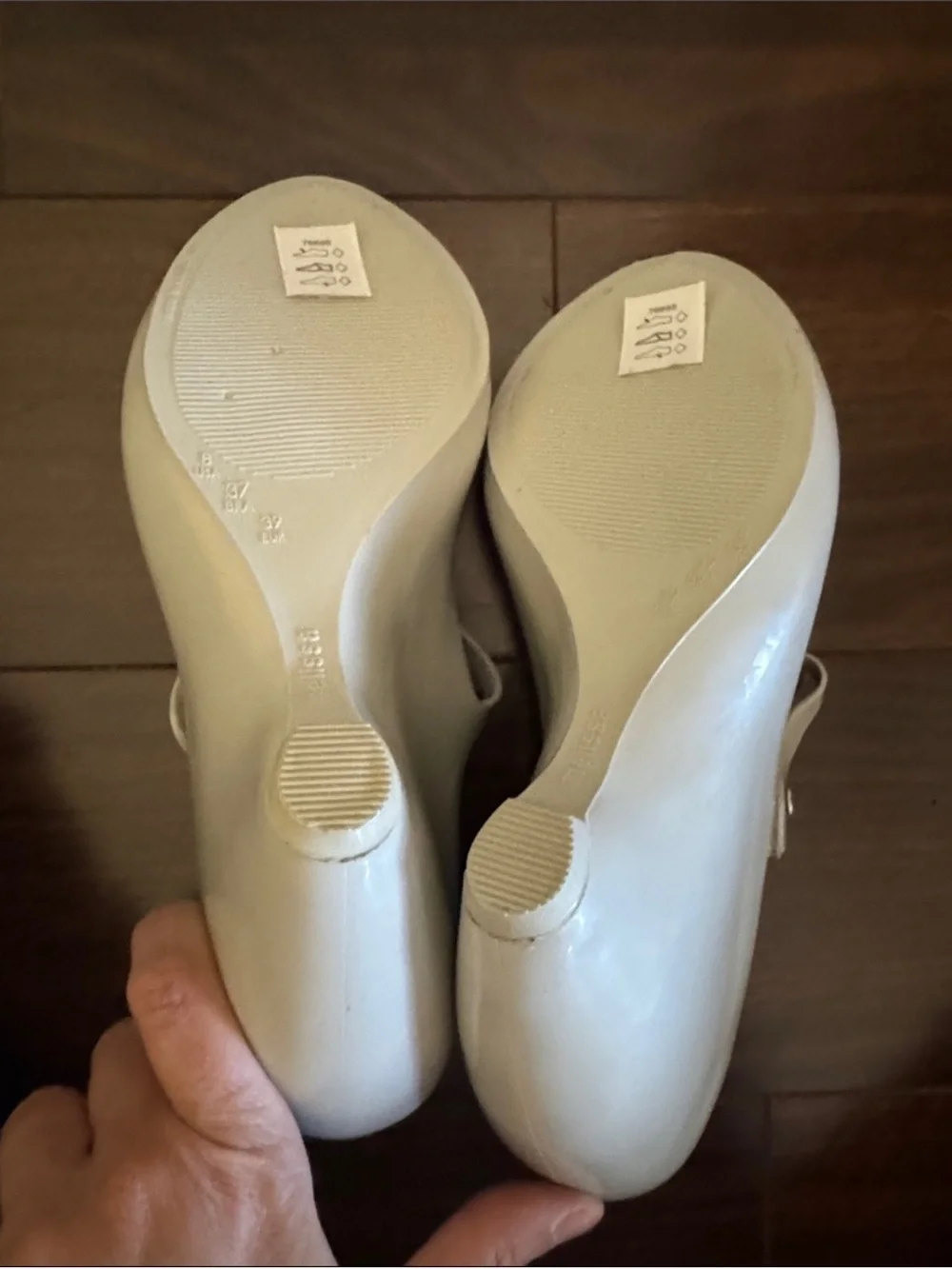Melissa off white Peep-Toe T-Strap Wedge
